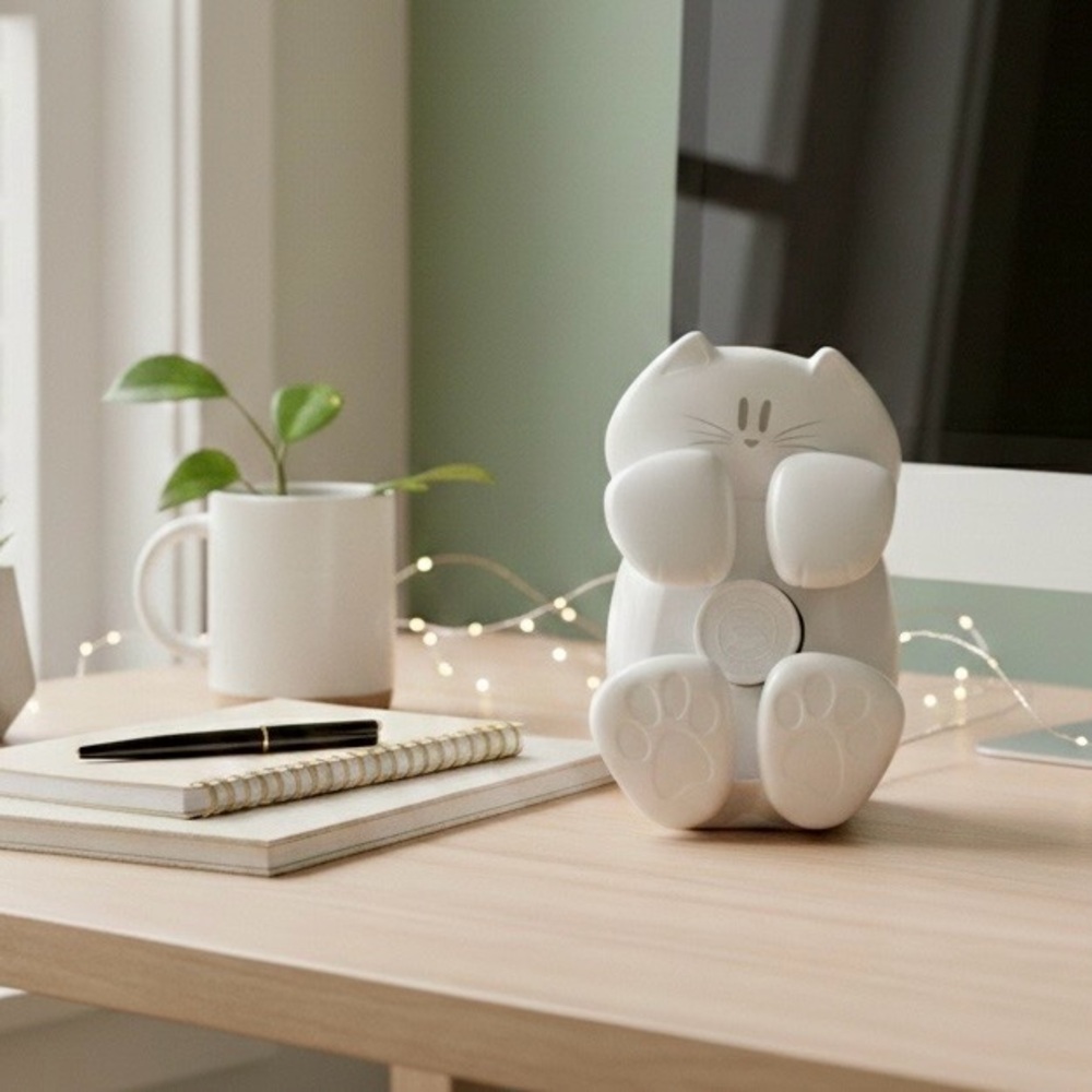 POST IT NOTE Kitty Cat Figure Pop-up Note Dispenser White